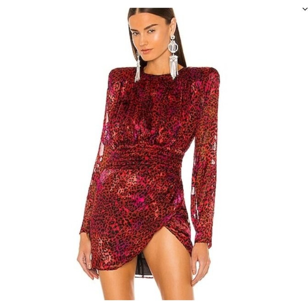 REVOLVE Red and Pink Leopard Mini Dress